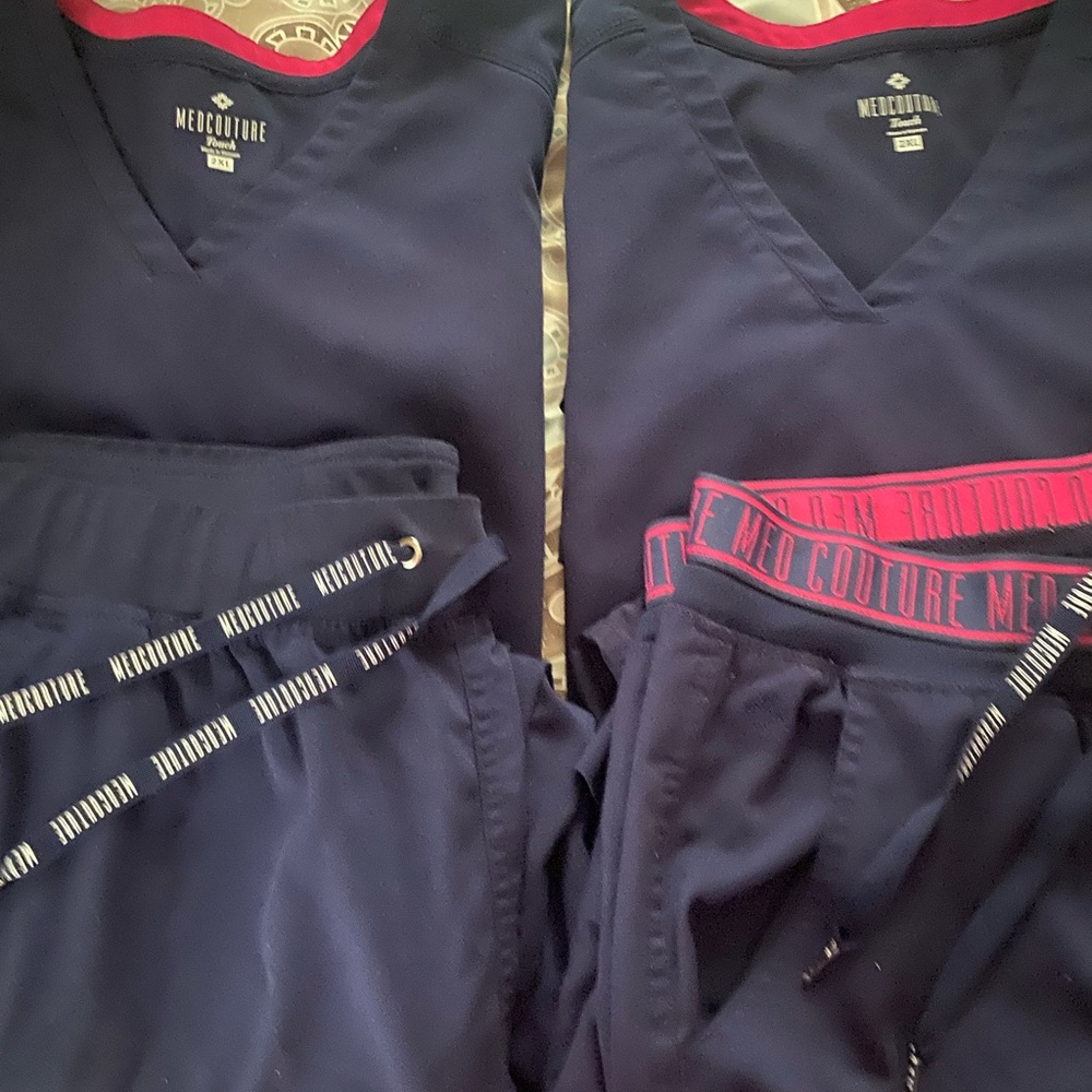 MedCouture Scrubs sets. Tops 2X, bottoms XL